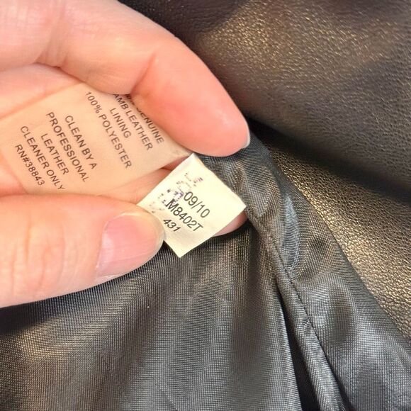 Tahari Lambskin Leather Moto Jacket Size Large - Picture 8 of 12
